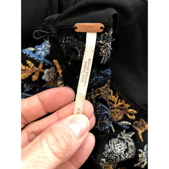 NEW Free People Sheer Delight Embroidered Black Maxi Top Size Medium - Picture 9 of 13